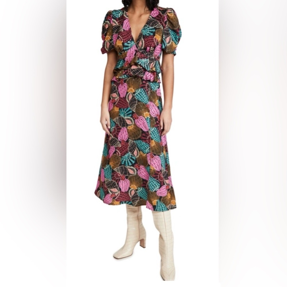 FARM Rio Shell Mix Midi Dress Small NWOT - Picture 3 of 6